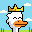 Happy white duck wearing a gold crown